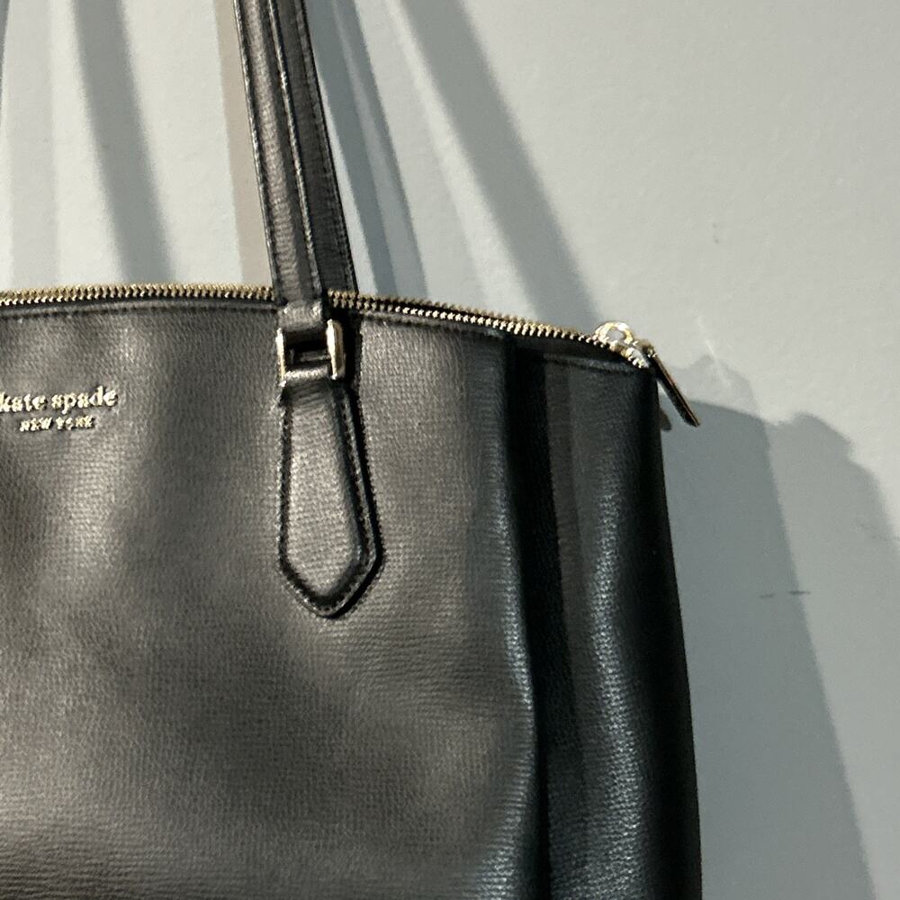 Kate Spade M293 Black Pebble Leather Tote 3 Compartments - Picture 6 of 16